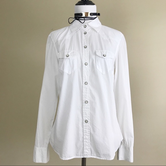 GAP Tops - Gap White Button Down Modern Western Shirt M